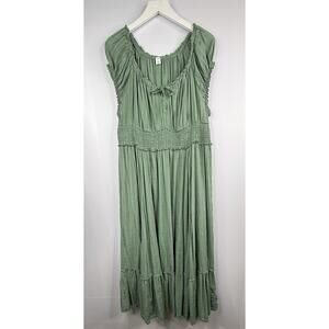 Old Navy Smocked Maxi Dress Sz XL Sage Green Cottagecore Prairie Milkmaid Forest
